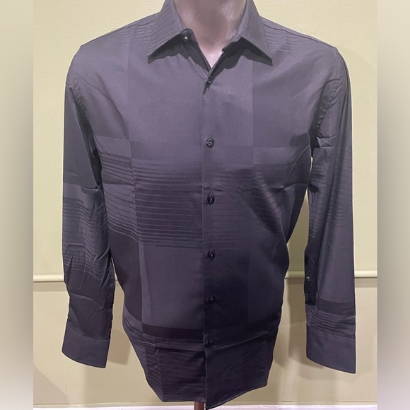 Deniko shirt button front black stretchy regular fit - Picture 1 of 4
